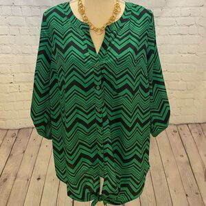 {The Limited} Navy/Green Stripped Blouse